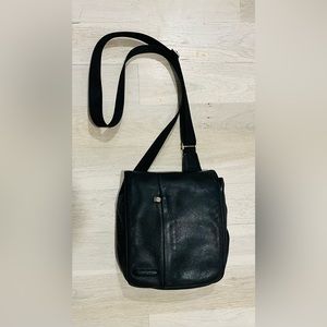 Black, leather, cross body purse
